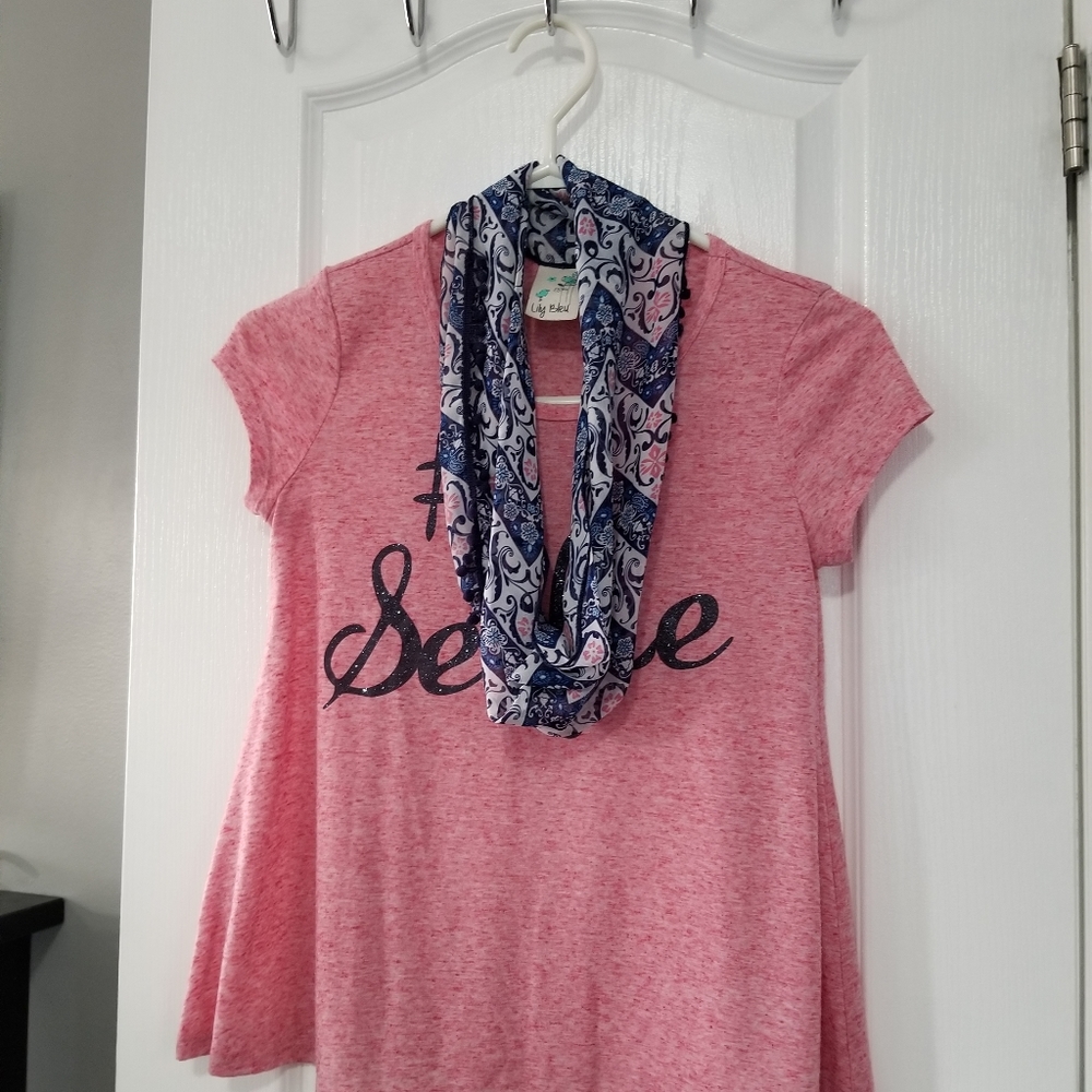 Girls pink shirt - size L/14